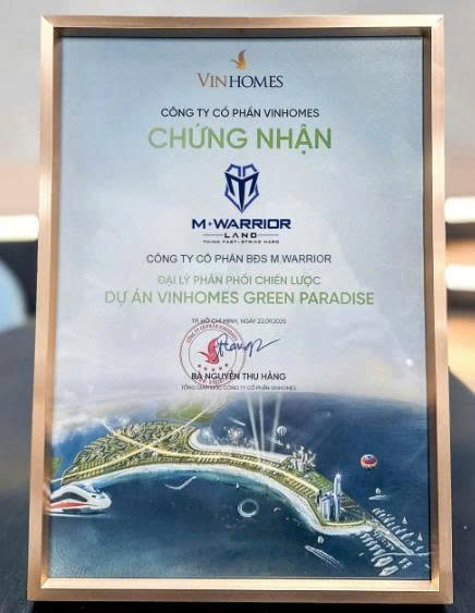 CHỨNG NHẬN ĐƠN VỊ PHÂN PHỐI CHIẾN LƯỢC DỰ ÁN VINHOMES GREEN PARADISE award
