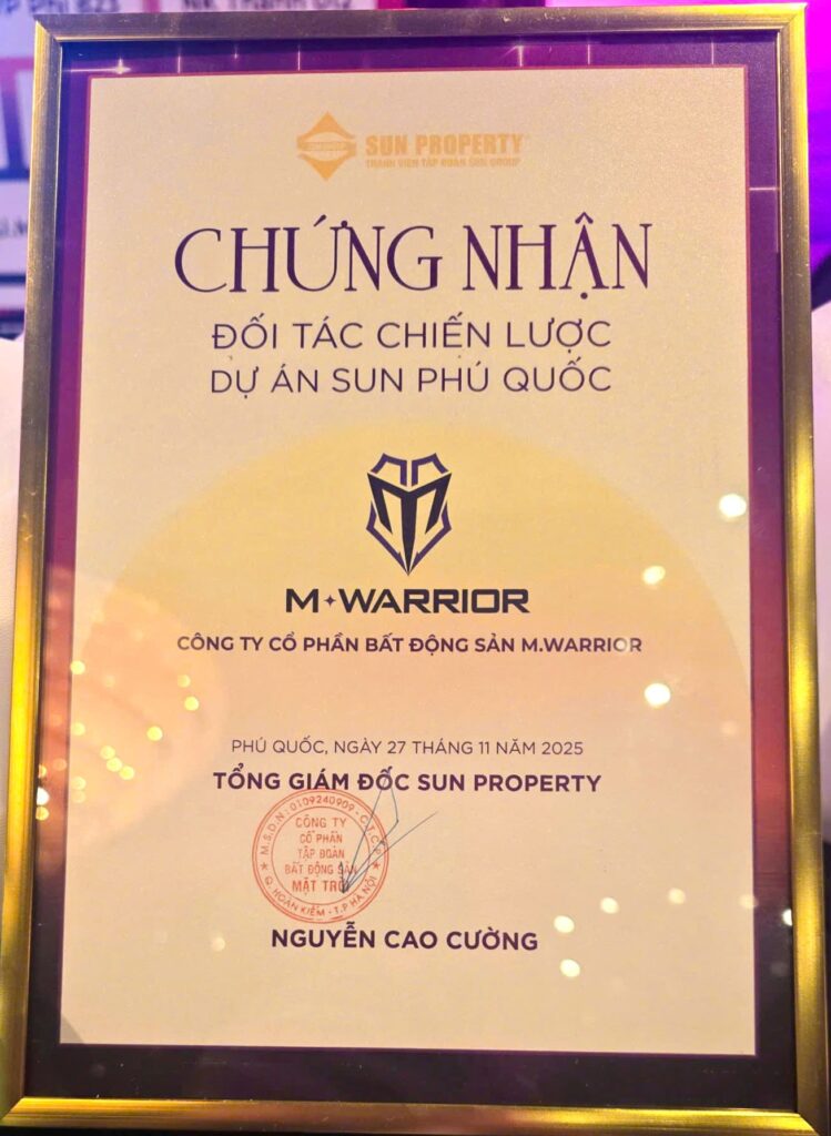 CHỨNG NHẬN ĐỐI TÁC CHIẾN LƯỢC DỰ ÁN SUN PHÚ QUỐC award