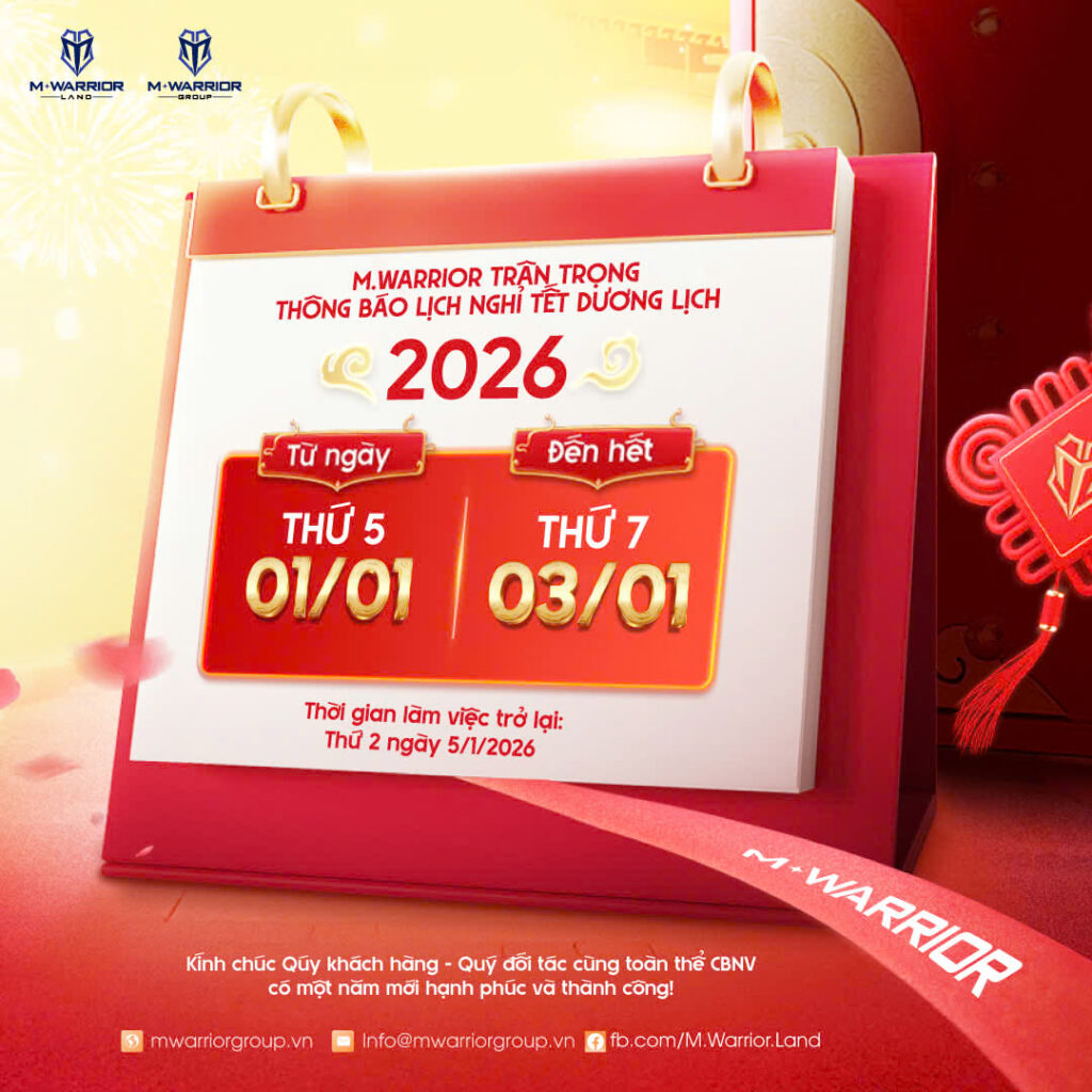 M.WARRIOR THÔNG BÁO LỊCH NGHỈ TẾT DƯƠNG LỊCH 2026